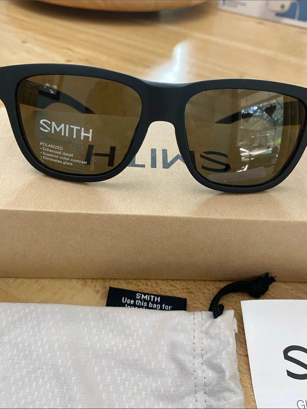 Smith Optics Black Frame Sunglasses polarized gray green